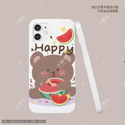 卡通小熊吃瓜头像可爱,萌态可掬的夏日清凉瞬间